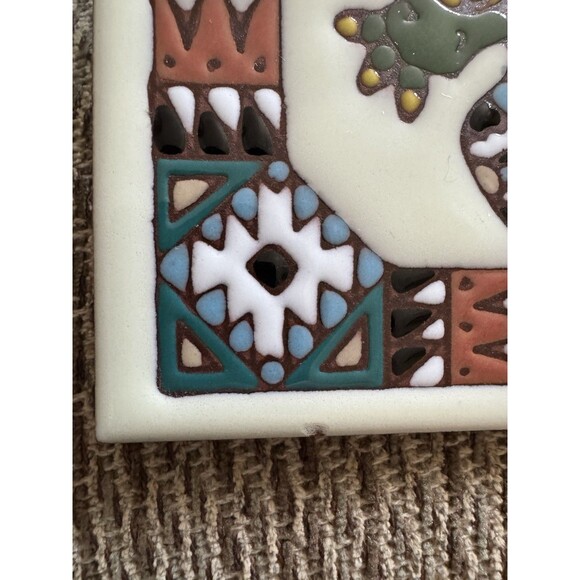 Desert Cacti Cactus Southwest Decorative Tile 6 X 6 Inch Trivet 1995 Earthtones - Picture 3 of 3